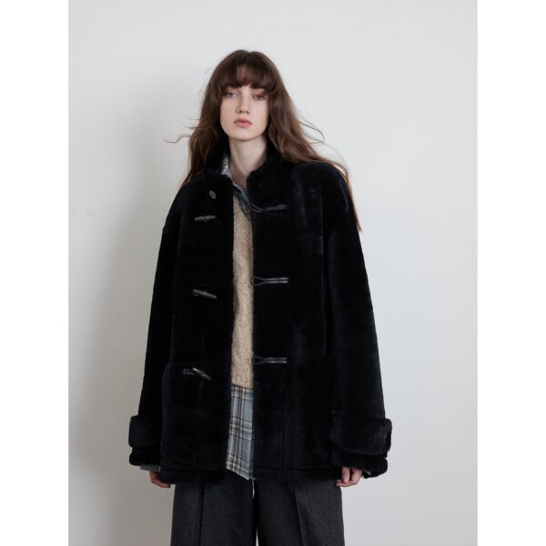 Dreamer Stand Collar Casual Imported Merino Long Sheepskin Jacket - Image 2